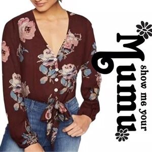 UEC SHOW ME YOUR MUMU SZ M Tatum Tie Crop Top Button Up Front